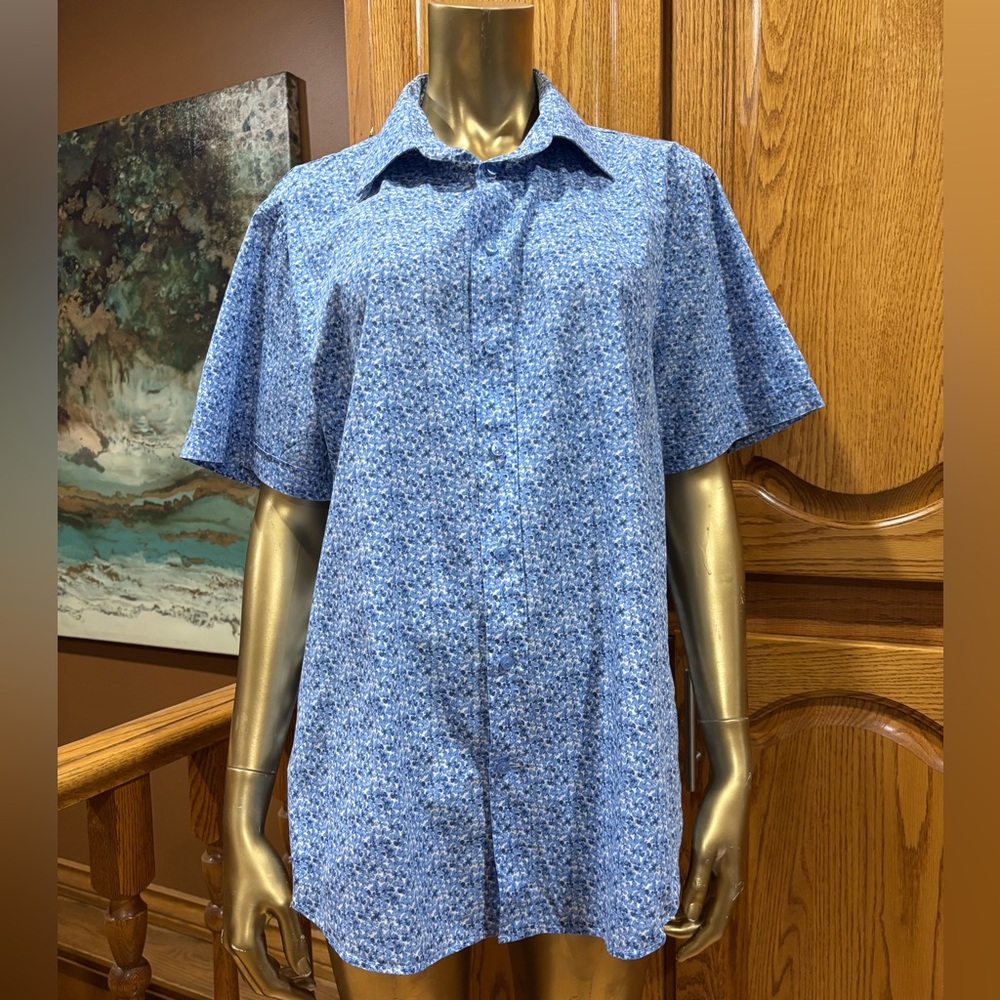 Bugatti Blue Floral Casual Button Down Shirt